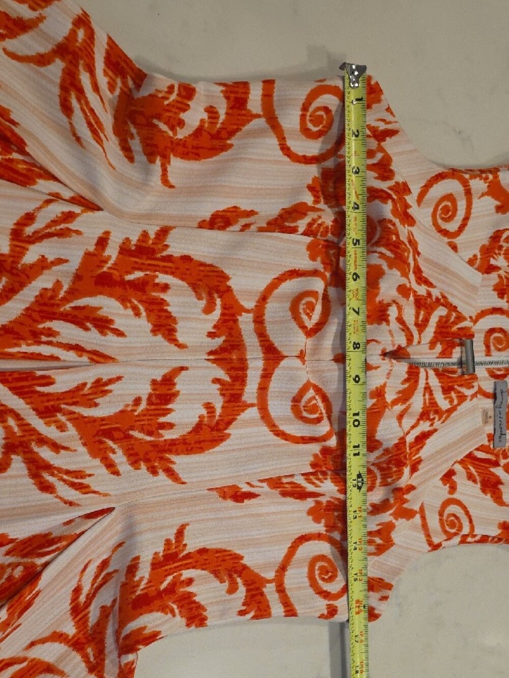 Danny & Nicole Orange and White Baroque Print Fit And Flare Dress - Picture 5 of 10